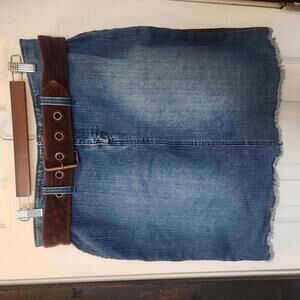 Route 66 Vintage Women's 90's Denim & Brown Corduroy Mini Skirt w/ Belt Size 12